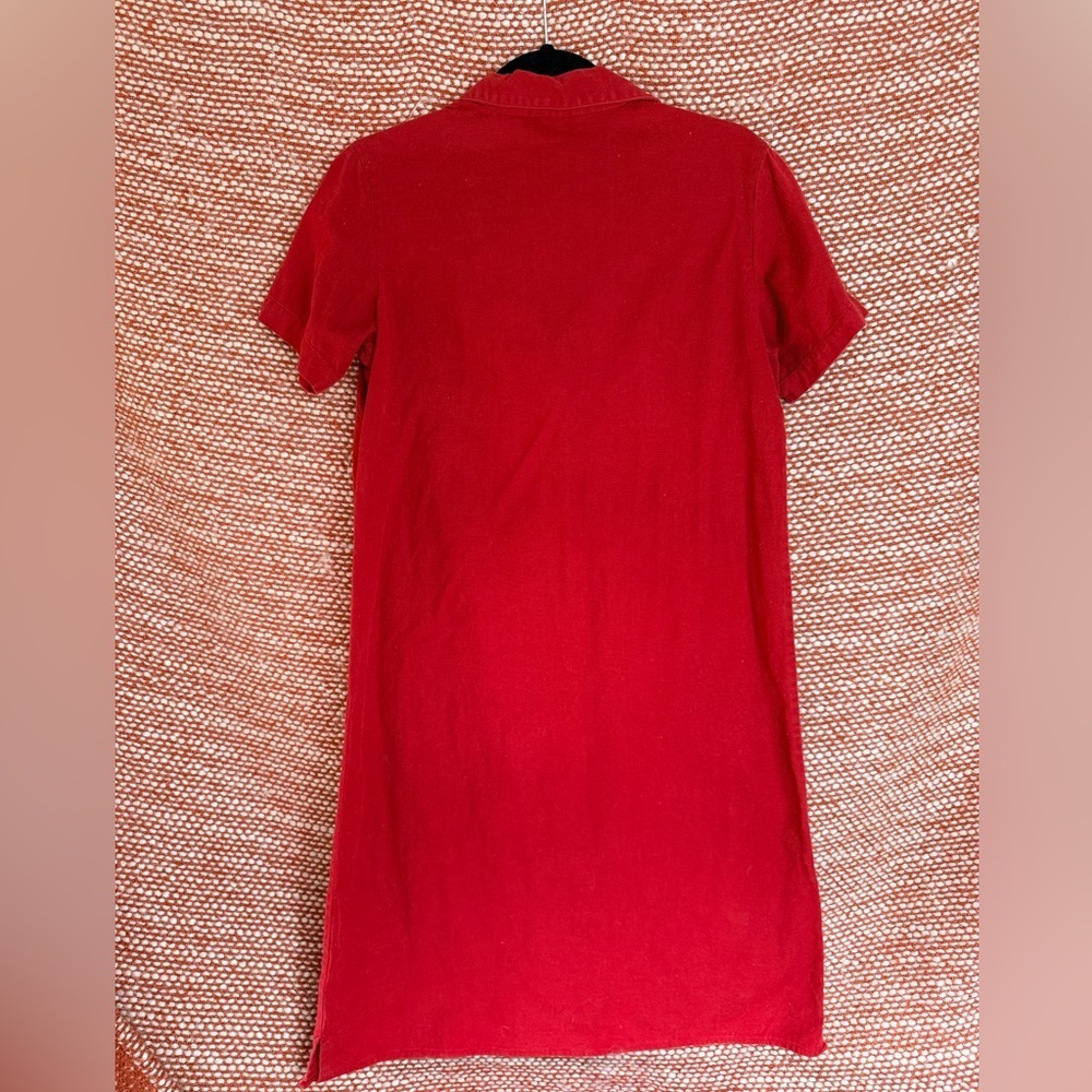 Vintage Red Button-Down Linen Dress - Picture 3 of 9